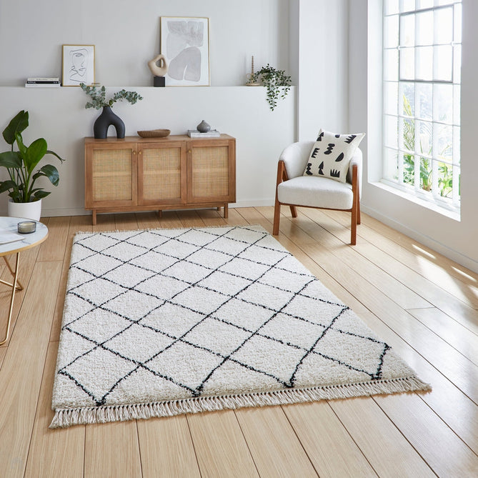 Scandi-Boho RL10 Modern Moroccan Berber Soft Plush Shaggy White/Black Rug-Rug Love Exclusive-Rug Love - The Most Loved Rug Store