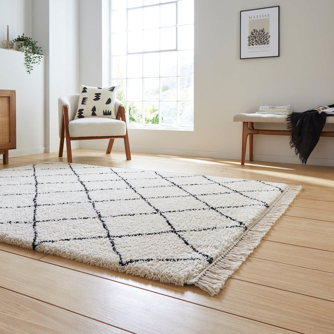 Scandi-Boho RL10 Modern Moroccan Berber Soft Plush Shaggy White/Black Rug-Rug Love Exclusive-Rug Love - The Most Loved Rug Store