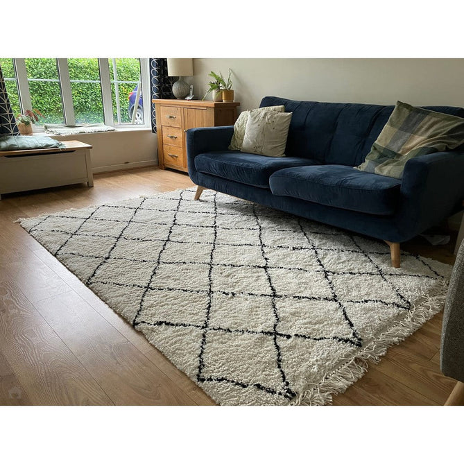 Scandi-Boho RL10 Modern Moroccan Berber Soft Plush Shaggy White/Black Rug-Rug Love Exclusive-Rug Love - The Most Loved Rug Store