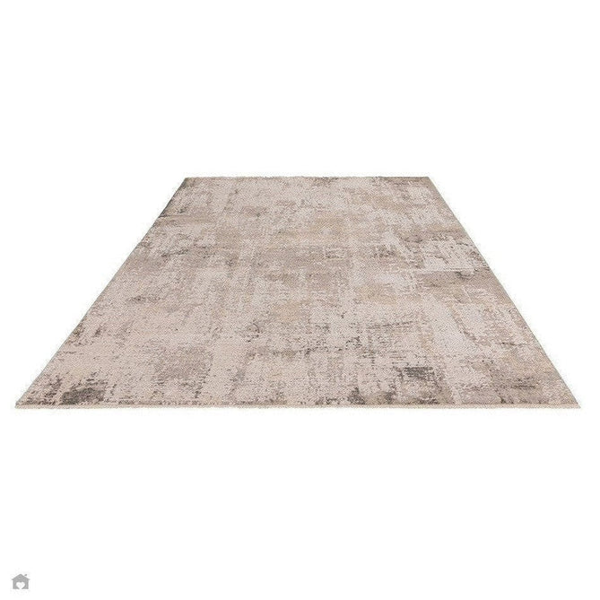 Seville 03 Olite Modern Abstract Distressed Hi-Low Textured Soft-Touch Space-Dyed Polyester Low Flat-Pile Beige/Grey/Cream Rug-Asiatic Carpets-Rug Love - The Most Loved Rug Store