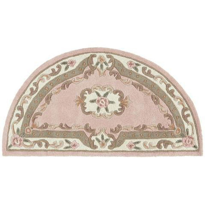 Shensi Traditional Floral Aubusson Medallion Border Oriental Chinese Style Hand-Carved Hi-Low Textured Wool Pink Rug-Origins-Rug Love - The Most Loved Rug Store