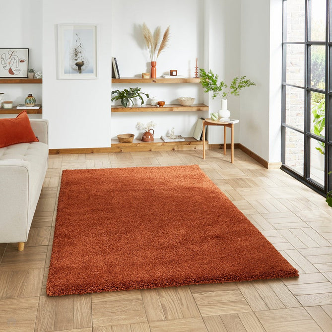 Sierra 9000 Plush Soft High-Density Stain-Resistant Plain Textured Polypropylene Shaggy Terracotta Rug-Think Rugs-Rug Love - The Most Loved Rug Store