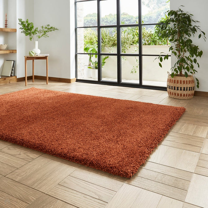 Sierra 9000 Plush Soft High-Density Stain-Resistant Plain Textured Polypropylene Shaggy Terracotta Rug-Think Rugs-Rug Love - The Most Loved Rug Store