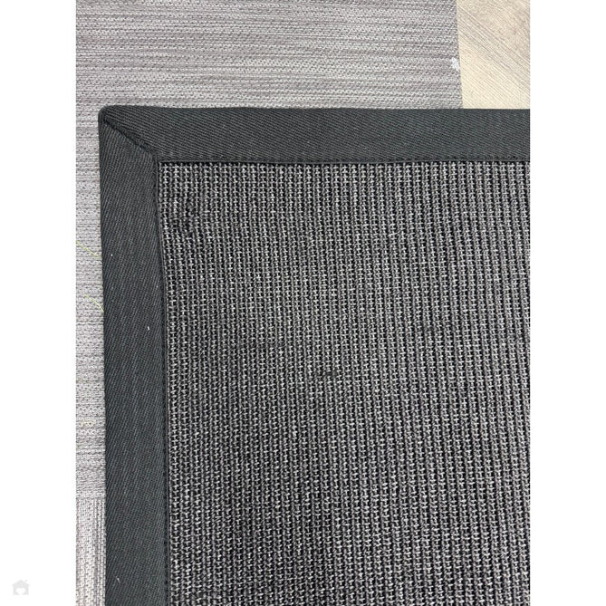 Sisal Cotton Border Plain Natural Fibre Ribbed Textured Flatweave Black/Grey Rug-Asiatic Carpets-Rug Love - The Most Loved Rug Store