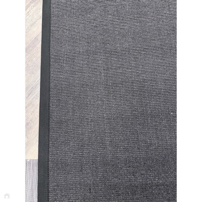 Sisal Cotton Border Plain Natural Fibre Ribbed Textured Flatweave Black/Grey Rug-Asiatic Carpets-Rug Love - The Most Loved Rug Store