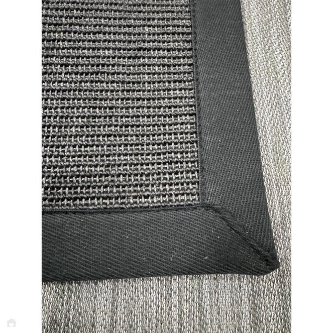 Sisal Cotton Border Plain Natural Fibre Ribbed Textured Flatweave Black/Grey Rug-Asiatic Carpets-Rug Love - The Most Loved Rug Store