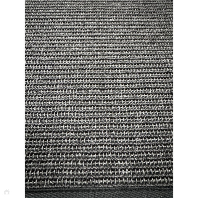 Sisal Cotton Border Plain Natural Fibre Ribbed Textured Flatweave Black/Grey Rug-Asiatic Carpets-Rug Love - The Most Loved Rug Store