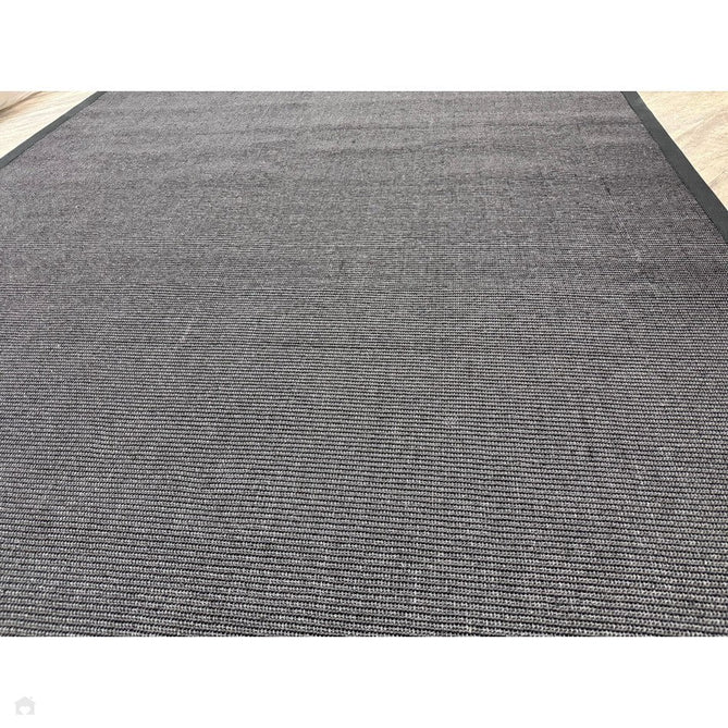 Sisal Cotton Border Plain Natural Fibre Ribbed Textured Flatweave Black/Grey Rug-Asiatic Carpets-Rug Love - The Most Loved Rug Store