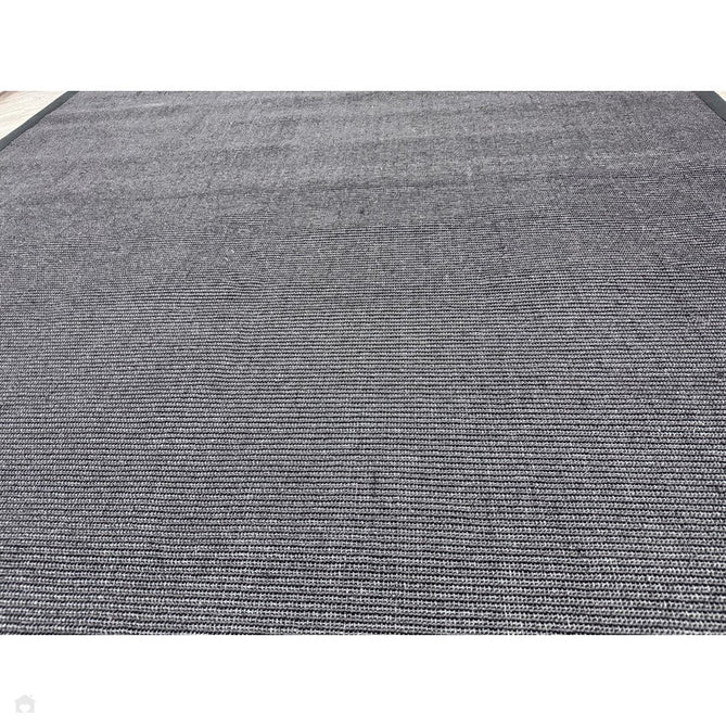 Sisal Cotton Border Plain Natural Fibre Ribbed Textured Flatweave Black/Grey Rug-Asiatic Carpets-Rug Love - The Most Loved Rug Store