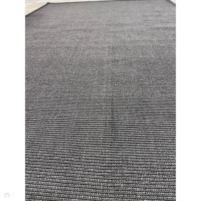 Sisal Cotton Border Plain Natural Fibre Ribbed Textured Flatweave Black/Grey Rug-Asiatic Carpets-Rug Love - The Most Loved Rug Store