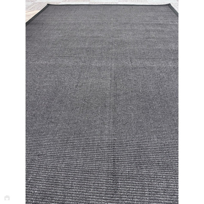 Sisal Cotton Border Plain Natural Fibre Ribbed Textured Flatweave Black/Grey Rug-Asiatic Carpets-Rug Love - The Most Loved Rug Store