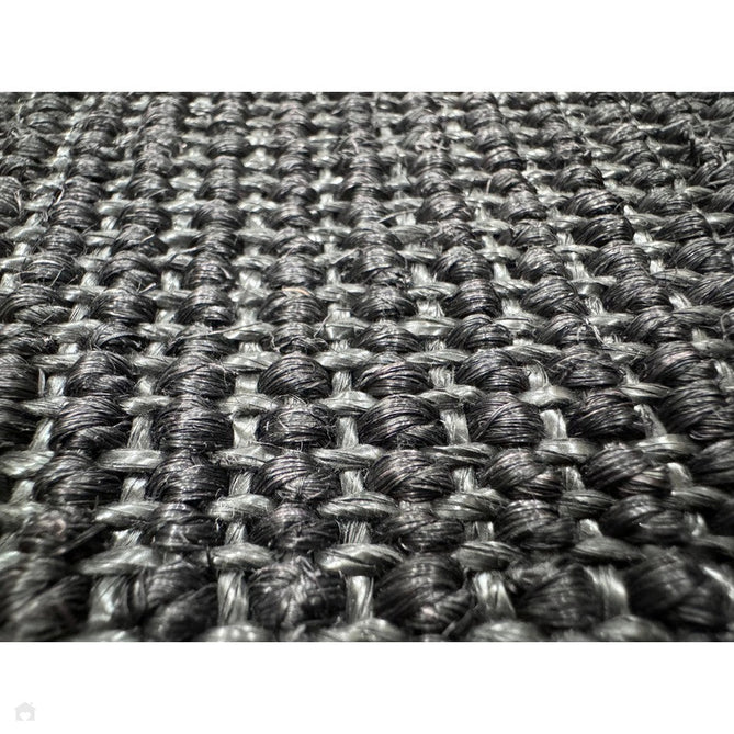 Sisal Cotton Border Plain Natural Fibre Ribbed Textured Flatweave Black/Grey Rug-Asiatic Carpets-Rug Love - The Most Loved Rug Store