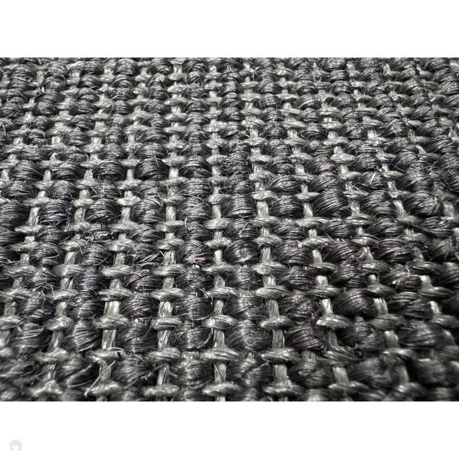 Sisal Cotton Border Plain Natural Fibre Ribbed Textured Flatweave Black/Grey Rug-Asiatic Carpets-Rug Love - The Most Loved Rug Store