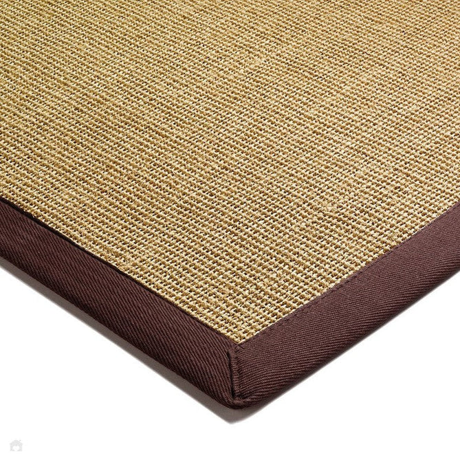 Sisal Cotton Border Plain Natural Fibre Ribbed Textured Flatweave Linen/Chocolate Rug-Asiatic Carpets-Rug Love - The Most Loved Rug Store