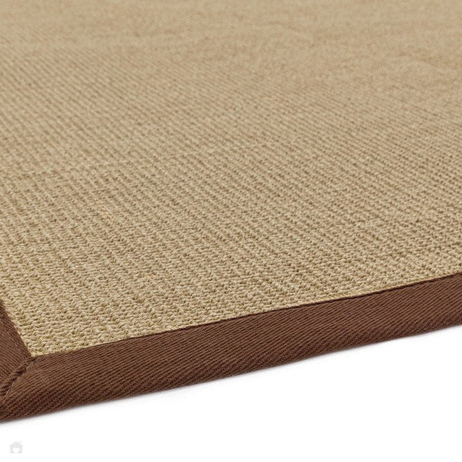 Sisal Cotton Border Plain Natural Fibre Ribbed Textured Flatweave Linen/Chocolate Rug-Asiatic Carpets-Rug Love - The Most Loved Rug Store