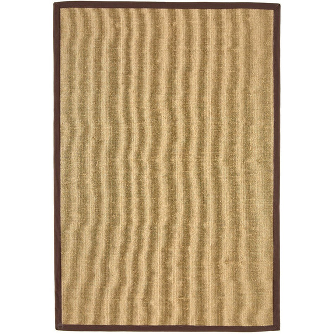 Sisal Cotton Border Plain Natural Fibre Ribbed Textured Flatweave Linen/Chocolate Rug-Asiatic Carpets-Rug Love - The Most Loved Rug Store