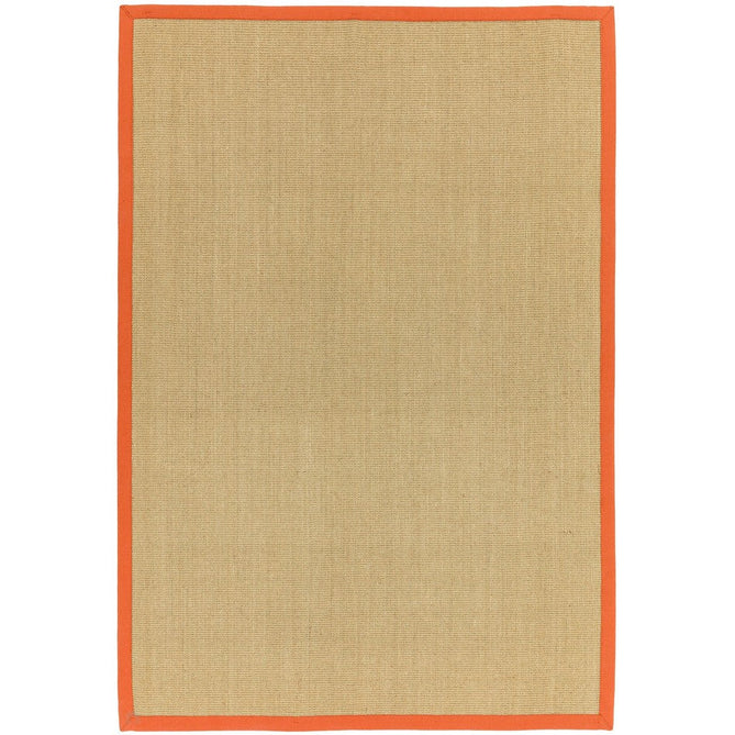 Sisal Cotton Border Plain Natural Fibre Ribbed Textured Flatweave Linen/Orange Rug-Asiatic Carpets-Rug Love - The Most Loved Rug Store