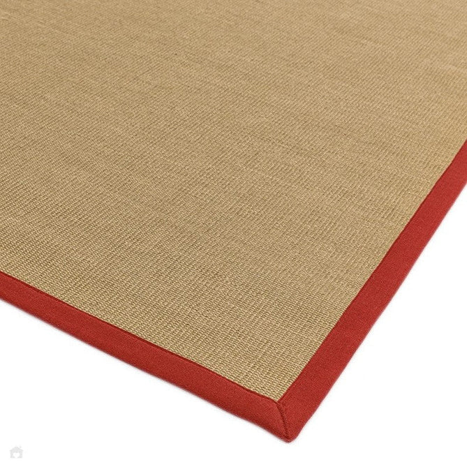 Sisal Cotton Border Plain Natural Fibre Ribbed Textured Flatweave Linen/Red Rug-Asiatic Carpets-Rug Love - The Most Loved Rug Store