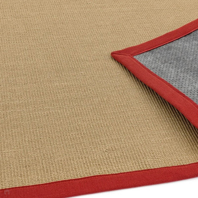 Sisal Cotton Border Plain Natural Fibre Ribbed Textured Flatweave Linen/Red Rug-Asiatic Carpets-Rug Love - The Most Loved Rug Store