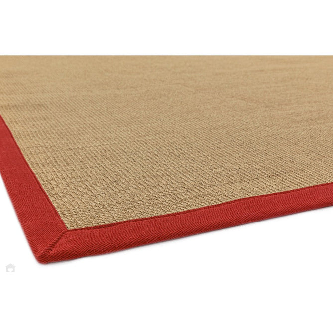 Sisal Cotton Border Plain Natural Fibre Ribbed Textured Flatweave Linen/Red Rug-Asiatic Carpets-Rug Love - The Most Loved Rug Store