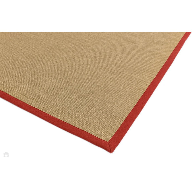 Sisal Cotton Border Plain Natural Fibre Ribbed Textured Flatweave Linen/Red Rug-Asiatic Carpets-Rug Love - The Most Loved Rug Store