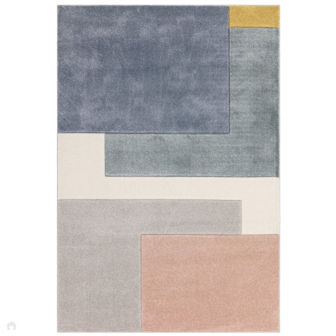 Sketch SK12 Blocks Modern Geometric Soft Hand-Carved Low Flat-Pile Pastel/Multicolour Rug-Asiatic Carpets-Rug Love - The Most Loved Rug Store