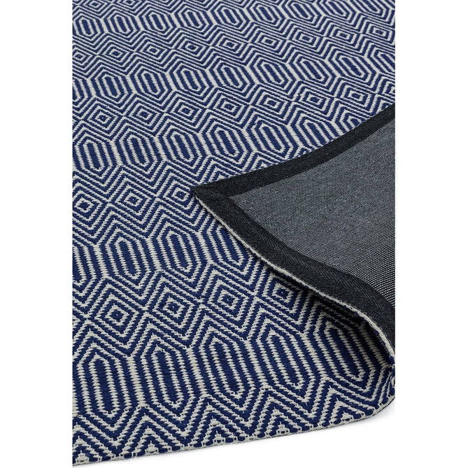 Sloan Modern Geometric Hand-Woven Wool&Cotton Soft-Touch Durable Textured Flatweave Blue Runner-Asiatic Carpets-Rug Love - The Most Loved Rug Store