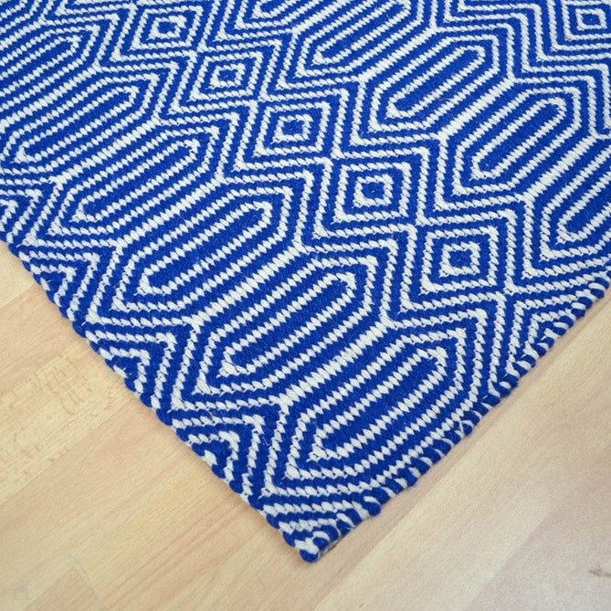 Sloan Modern Geometric Hand-Woven Wool&Cotton Soft-Touch Durable Textured Flatweave Blue Runner-Asiatic Carpets-Rug Love - The Most Loved Rug Store