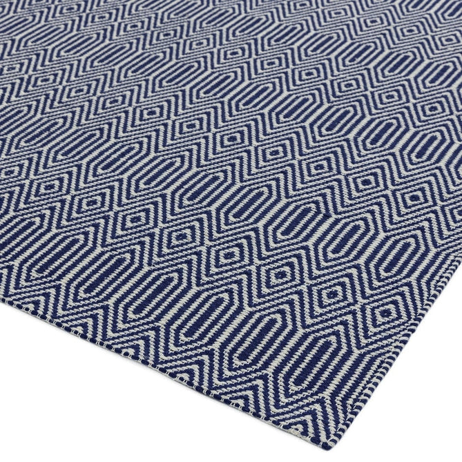 Sloan Modern Geometric Hand-Woven Wool&Cotton Soft-Touch Durable Textured Flatweave Blue Runner-Asiatic Carpets-Rug Love - The Most Loved Rug Store