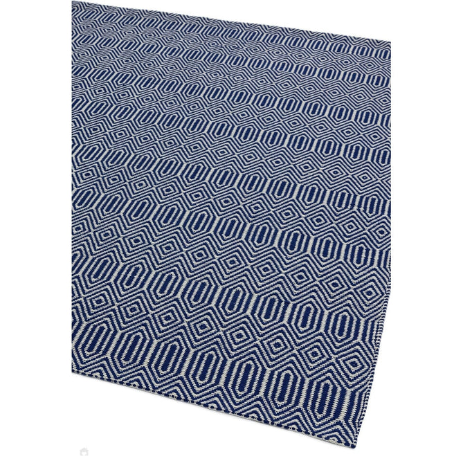 Sloan Modern Geometric Hand-Woven Wool&Cotton Soft-Touch Durable Textured Flatweave Blue Runner-Asiatic Carpets-Rug Love - The Most Loved Rug Store