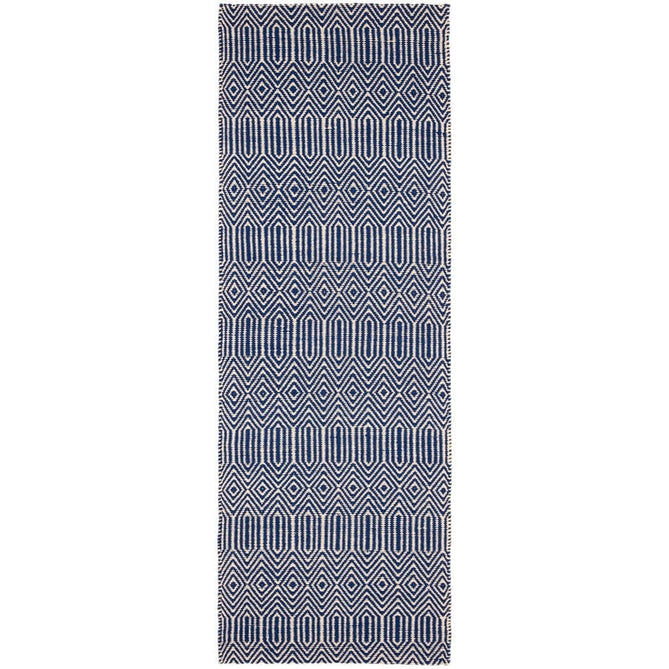 Sloan Modern Geometric Hand-Woven Wool&Cotton Soft-Touch Durable Textured Flatweave Blue Runner-Asiatic Carpets-Rug Love - The Most Loved Rug Store