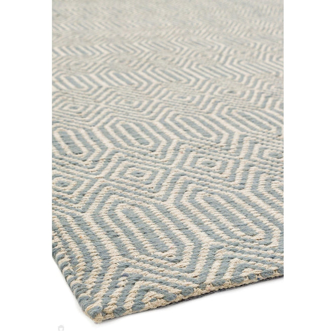 Sloan Modern Geometric Hand-Woven Wool&Cotton Soft-Touch Durable Textured Flatweave Duck Egg Runner-Asiatic Carpets-Rug Love - The Most Loved Rug Store