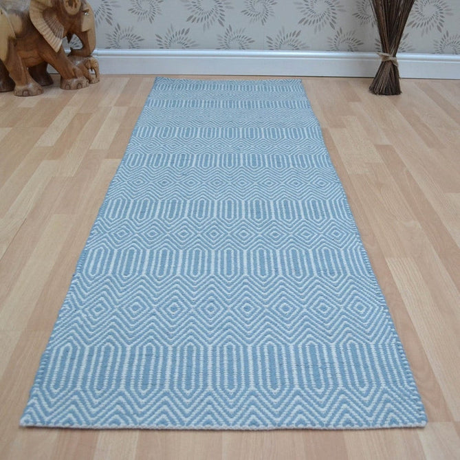 Sloan Modern Geometric Hand-Woven Wool&Cotton Soft-Touch Durable Textured Flatweave Duck Egg Runner-Asiatic Carpets-Rug Love - The Most Loved Rug Store