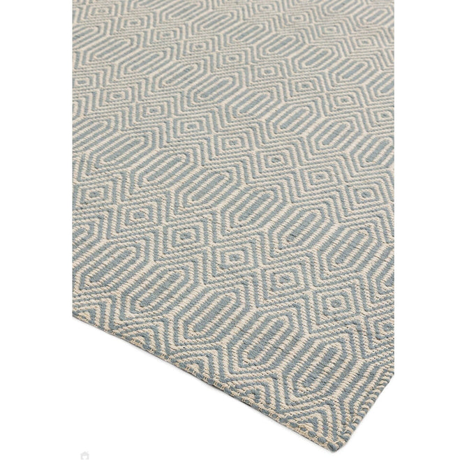 Sloan Modern Geometric Hand-Woven Wool&Cotton Soft-Touch Durable Textured Flatweave Duck Egg Runner-Asiatic Carpets-Rug Love - The Most Loved Rug Store