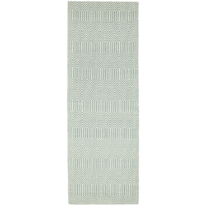 Sloan Modern Geometric Hand-Woven Wool&Cotton Soft-Touch Durable Textured Flatweave Duck Egg Runner-Asiatic Carpets-Rug Love - The Most Loved Rug Store