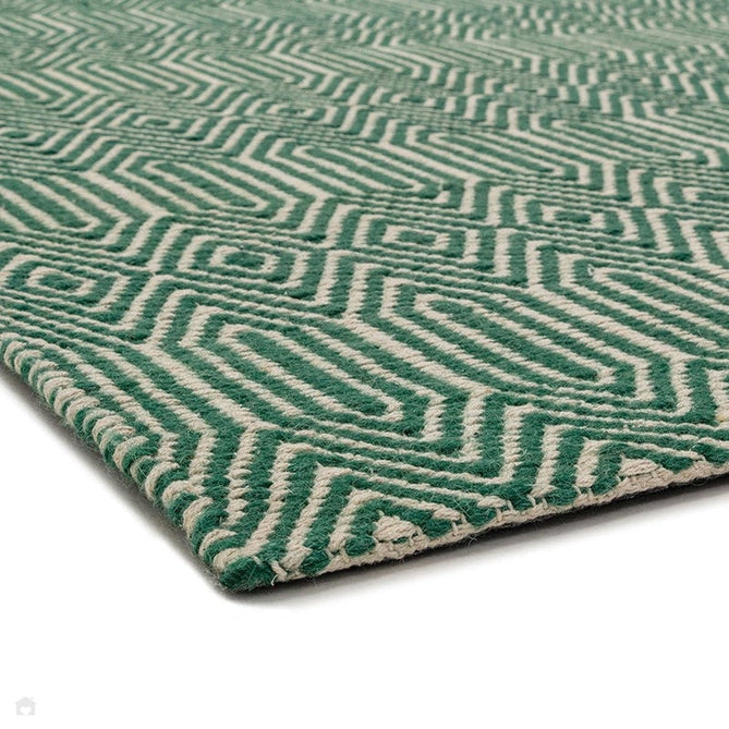 Sloan Modern Geometric Hand-Woven Wool&Cotton Soft-Touch Durable Textured Flatweave Green Runner-Asiatic Carpets-Rug Love - The Most Loved Rug Store