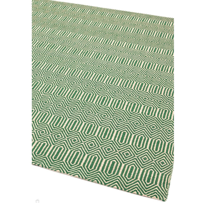 Sloan Modern Geometric Hand-Woven Wool&Cotton Soft-Touch Durable Textured Flatweave Green Runner-Asiatic Carpets-Rug Love - The Most Loved Rug Store