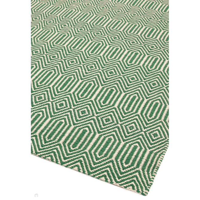 Sloan Modern Geometric Hand-Woven Wool&Cotton Soft-Touch Durable Textured Flatweave Green Runner-Asiatic Carpets-Rug Love - The Most Loved Rug Store