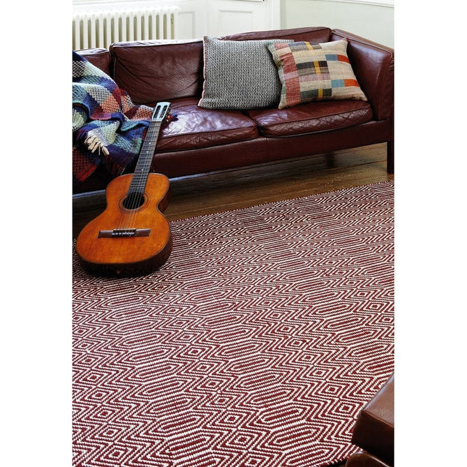 Sloan Modern Geometric Hand-Woven Wool&Cotton Soft-Touch Durable Textured Flatweave Marsala Rug-Asiatic Carpets-Rug Love - The Most Loved Rug Store