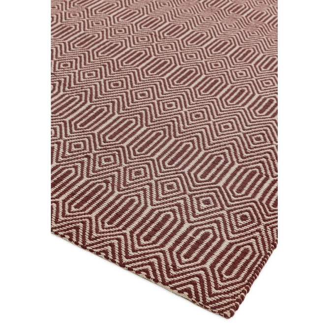 Sloan Modern Geometric Hand-Woven Wool&Cotton Soft-Touch Durable Textured Flatweave Marsala Rug-Asiatic Carpets-Rug Love - The Most Loved Rug Store