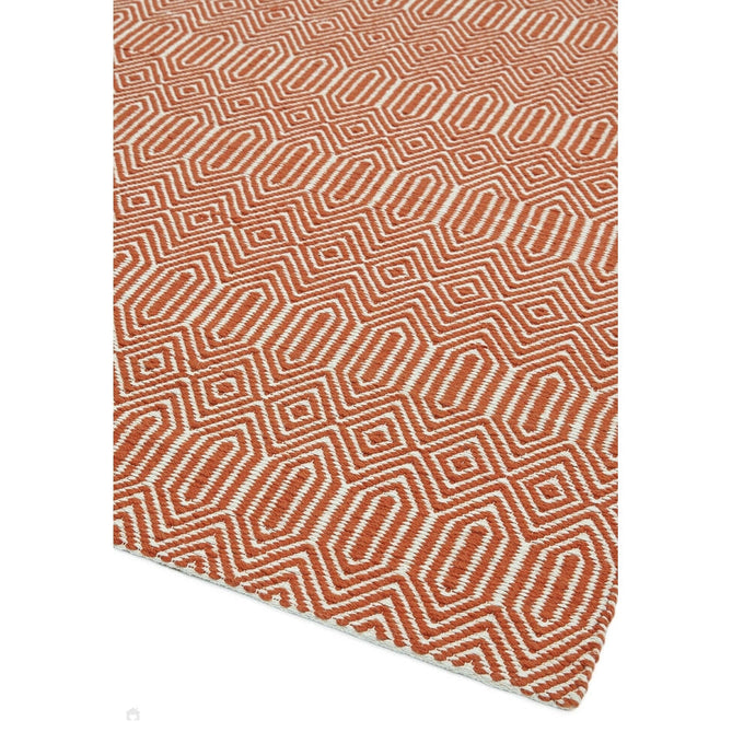 Sloan Modern Geometric Hand-Woven Wool&Cotton Soft-Touch Durable Textured Flatweave Orange Runner-Asiatic Carpets-Rug Love - The Most Loved Rug Store