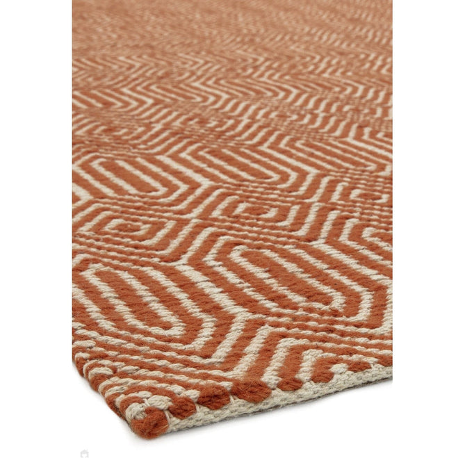 Sloan Modern Geometric Hand-Woven Wool&Cotton Soft-Touch Durable Textured Flatweave Orange Runner-Asiatic Carpets-Rug Love - The Most Loved Rug Store