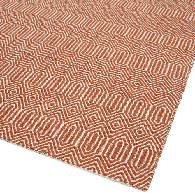 Sloan Modern Geometric Hand-Woven Wool&Cotton Soft-Touch Durable Textured Flatweave Orange Runner-Asiatic Carpets-Rug Love - The Most Loved Rug Store