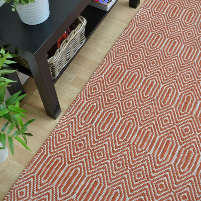 Sloan Modern Geometric Hand-Woven Wool&Cotton Soft-Touch Durable Textured Flatweave Orange Runner-Asiatic Carpets-Rug Love - The Most Loved Rug Store