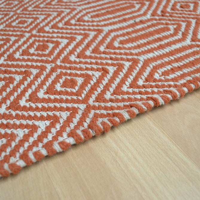 Sloan Modern Geometric Hand-Woven Wool&Cotton Soft-Touch Durable Textured Flatweave Orange Runner-Asiatic Carpets-Rug Love - The Most Loved Rug Store