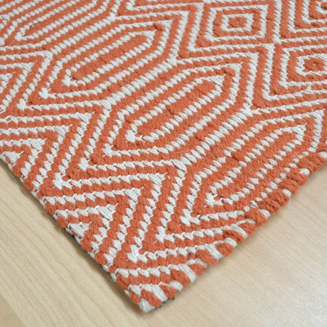 Sloan Modern Geometric Hand-Woven Wool&Cotton Soft-Touch Durable Textured Flatweave Orange Runner-Asiatic Carpets-Rug Love - The Most Loved Rug Store