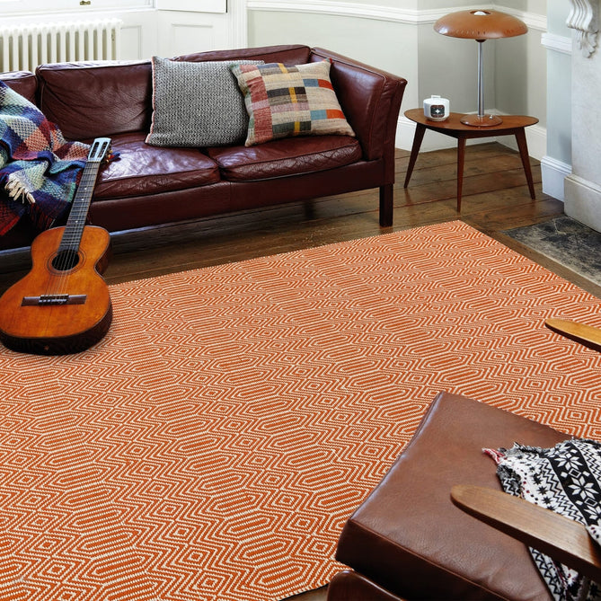 Sloan Modern Geometric Hand-Woven Wool&Cotton Soft-Touch Durable Textured Flatweave Orange Runner-Asiatic Carpets-Rug Love - The Most Loved Rug Store