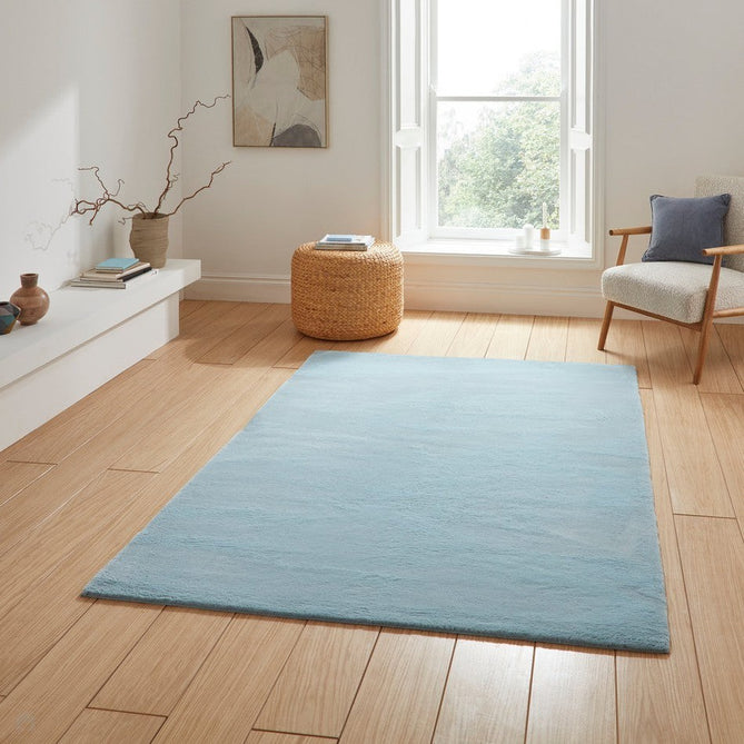 Snug Super-Soft Fuzzy Texture Plain Blue Rug-Think Rugs-Rug Love - The Most Loved Rug Store