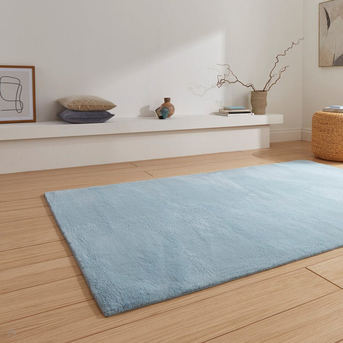 Snug Super-Soft Fuzzy Texture Plain Blue Rug-Think Rugs-Rug Love - The Most Loved Rug Store