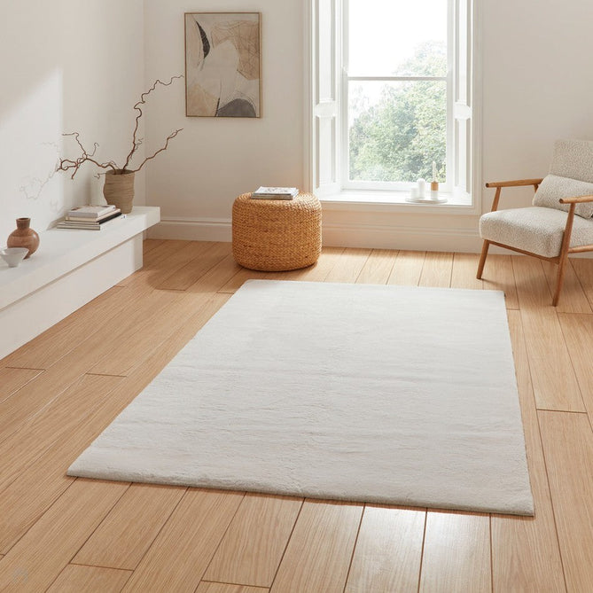 Snug Super-Soft Fuzzy Texture Plain Cream Rug-Think Rugs-Rug Love - The Most Loved Rug Store